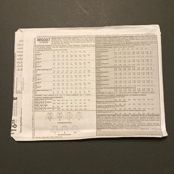 McCall’s M5007 sewing pattern uncut - Picture 2 of 4